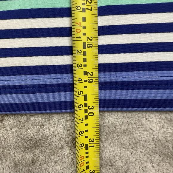 Vineyard Vines Mens L Performance Polo Shirt Striped Golf Whale Logo Blue Green - Picture 6 of 8